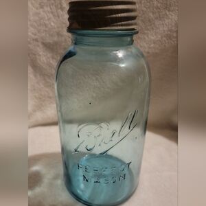 Vintage 1910-1923 Blue Ball Half Gallon Mason Jar #3